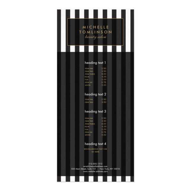 Svart och vitt Rand-Salon III-rackkort Reklamkort (Framsidan)