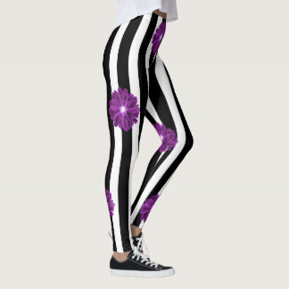 Svart och vitt Rand Xray Flower Watercolor Leggings