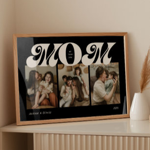 Svart och Vitt Retro Djärv Mamma 3 Foto Collage Poster