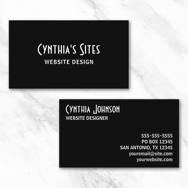 Svart och Vitt Retro Fetstil Visitkort (Black and White Retro Bold Business Card)
