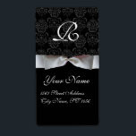 SVART OCH VITT RIBBON DAMASK MONOGRAM FRAKTSEDEL<br><div class="desc">Elegant, klassindelning och unik utformning av Bulgan Lumini (c) Design och digital grafisk framställning i vintage stil av Bulgan Lumini (c) . Enkel att anpassa med din egen text som en märkre för bröllopsförmån, osa, spara-till-datum, tack för etiketter, möhippor, födelsedagsfester: söt 16, quinceanera, Bat mitzvah , returetiketter, nya duschar, nya,...</div>