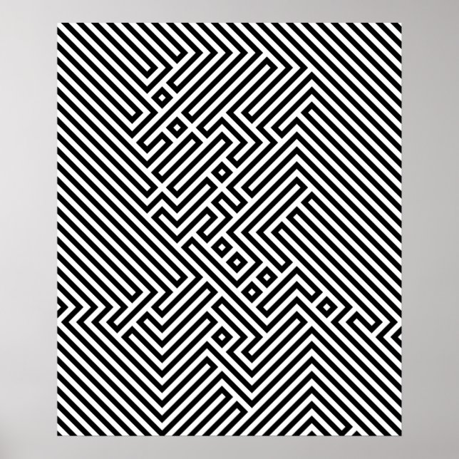 Svart och vitt rörigt optiskt Illusion Hypnotic Poster (Framsidan)