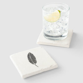 Svart och vitt, Rustic Feather Linocut Stenunderlägg