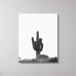 Svart och vitt Saguaro Cactus ovanpå Backe 16 x 20 Canvastryck