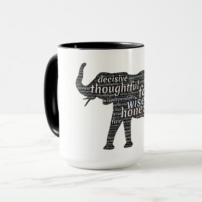 Svart och vitt salt, elefant, massor av meddelande mugg (Framsida vänster)