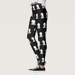 Svart och vitt schackstyg från biet mönster leggings