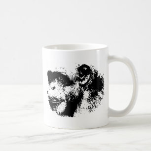 Svart och vitt schimpanzapkonst kaffemugg