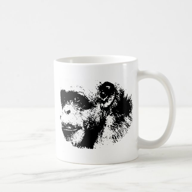 Svart och vitt schimpanzapkonst kaffemugg (Höger)