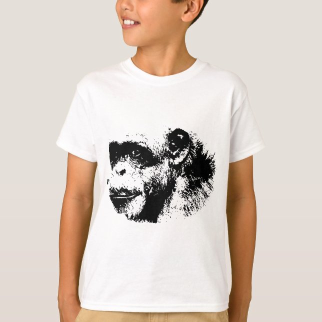 Svart och vitt schimpanzapkonst t shirt (Framsida)