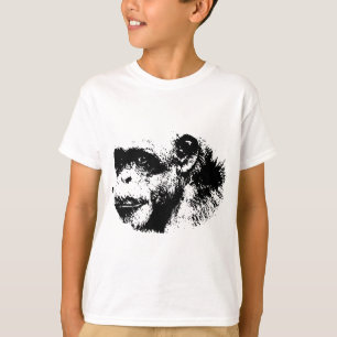 Svart och vitt schimpanzapkonst t shirt