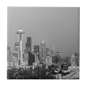 Svart och vitt Seattle-citysm Kakelplatta