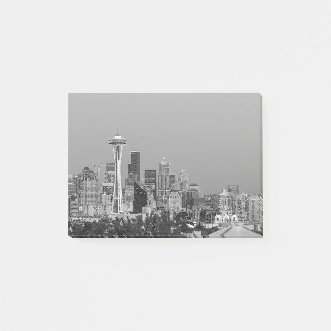 Svart och vitt Seattle-citysm Post-it Block (Framsida)