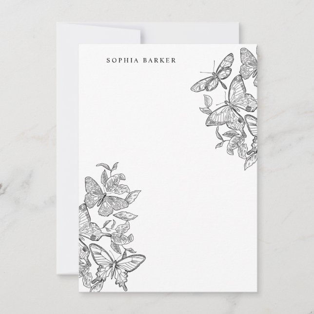 Svart och vitt sketchat-skifferpapper anteckningskort (Framsida)