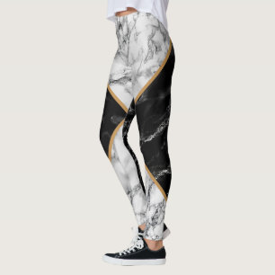 Svart och vitt skinn med marmor design leggings