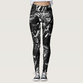 Svart och vitt skinn med tryckt graffiti Art Leggings