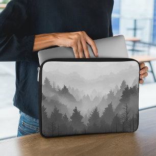 Svart och vitt skogslandskap minimalistisk laptop fodral
