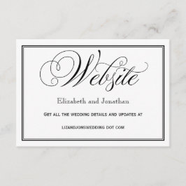 Svart och vitt skript bröllopswebbplats kort