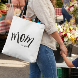 Svart och vitt skript Mamma Upprättad Minimalt Tygkasse