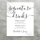 Svart och vitt skript Namnteckning Drinks-tecken Poster<br><div class="desc">Den här elegantens svarta och vita minimalistiska tecken på namnteckning drycker är perfekt för din bröllop firande. Designad av Thisisnotme©</div>