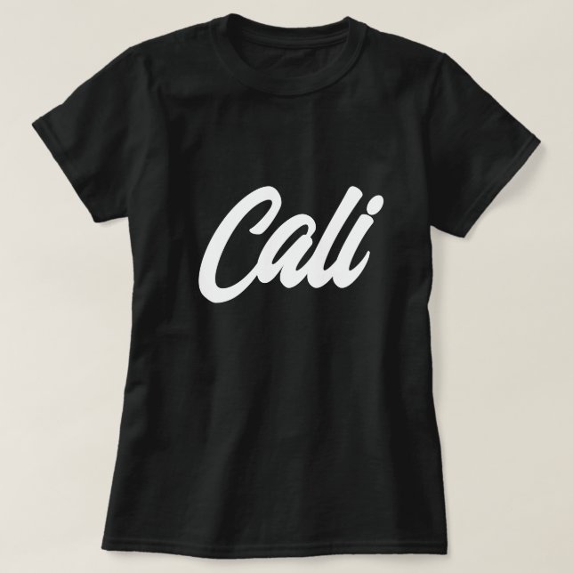 Svart och vitt skript, typografi Cali t-shirt (Design framsida)