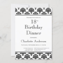Svart och vitt skugga mönster 18:e födelsedag inbjudningar
