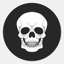 Svart och vitt skullhuvud enkelt Halloween Runt Klistermärke