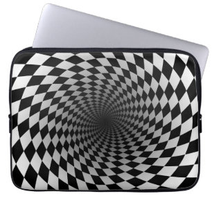 Svart och vitt skyrat Vortex Optisk Illusion Laptop Fodral