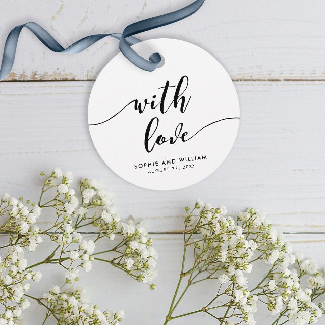 Svart och vitt slappna av med Kärlek Bröllop Gåvor Etiketter (Skapare uppladdad)