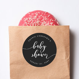 Svart och vitt Slumpskript Babyskare Runt Klistermärke