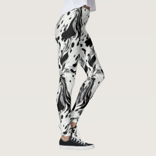 Svart och vitt slungvätska Polka dots Leggings