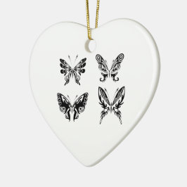 Svart och vitt smör julgransprydnad keramik