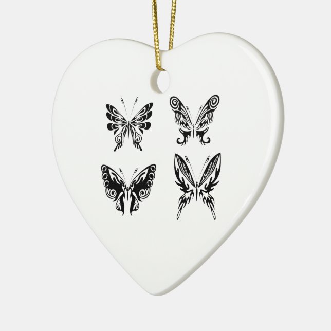 Svart och vitt smör julgransprydnad keramik (Vänster)