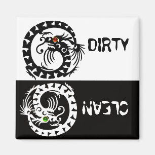 SVART OCH VITT SNAKE DRAGONS DIRTY CLEAN MAGNET
