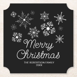 Svart och vitt Snöflingor jul Party Underlägg Papper
