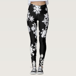 Svart och vitt snöflingor leggings