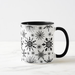 Svart och vitt snöflingor Mönster jul Mugg
