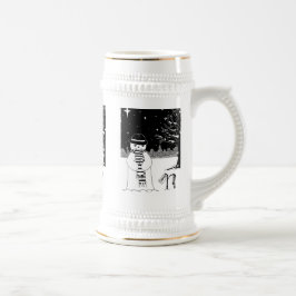 Svart och vitt snögubbe, klädt för julklump sejdel