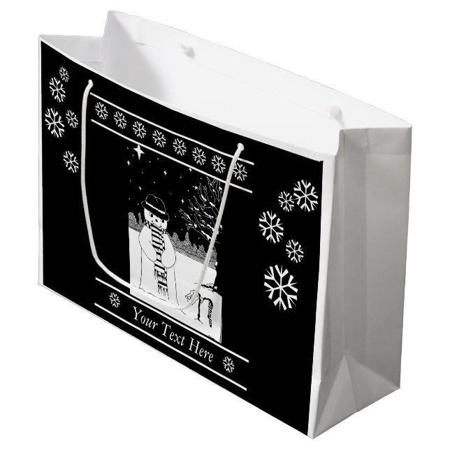 Svart och vitt snögubbe med scarf christmas (Framsidan Vinklad)