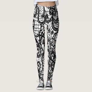 Svart och vitt Snöre-skinn STAND UT Leggings