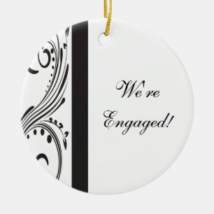 Svart och vitt snurra Förlovning Rund ornament