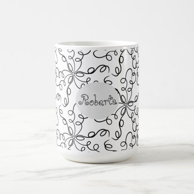 Svart och vitt snurra kaffemugg (Center)