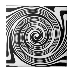Svart och vitt snurrande mönster kakelplatta