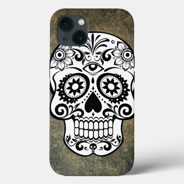 Svart och vitt socker Skull (Baksida)