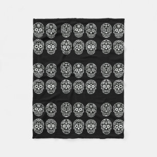Svart och vitt socker Skull Fleecefilt