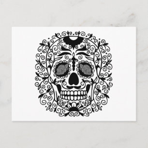 Svart och vitt socker Skull med Ro Öga Vykort