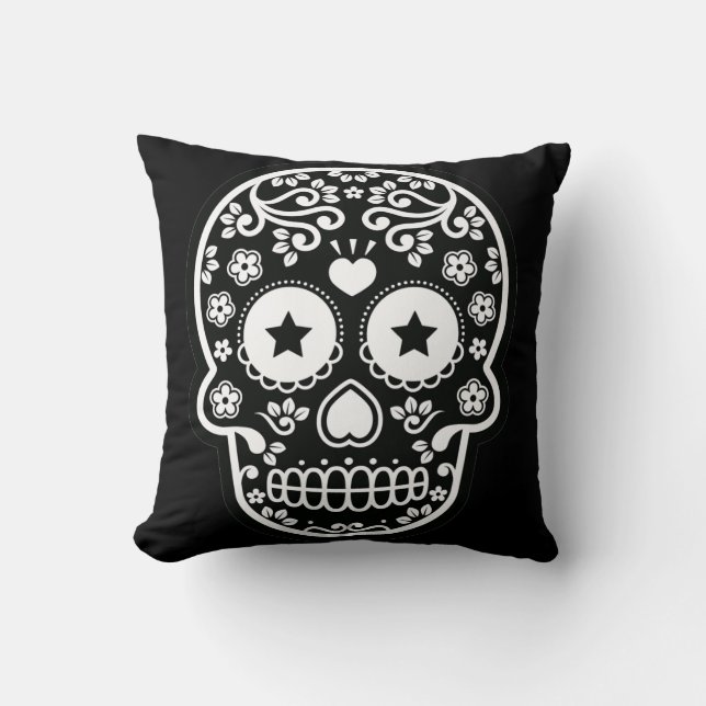Svart och vitt socker Skull Stärkelse Öga Pillow Kudde (Framsida)