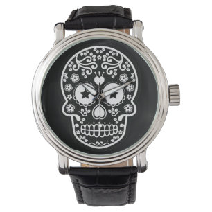 Svart och vitt socker Skullstärkelse Öga Armbandsur