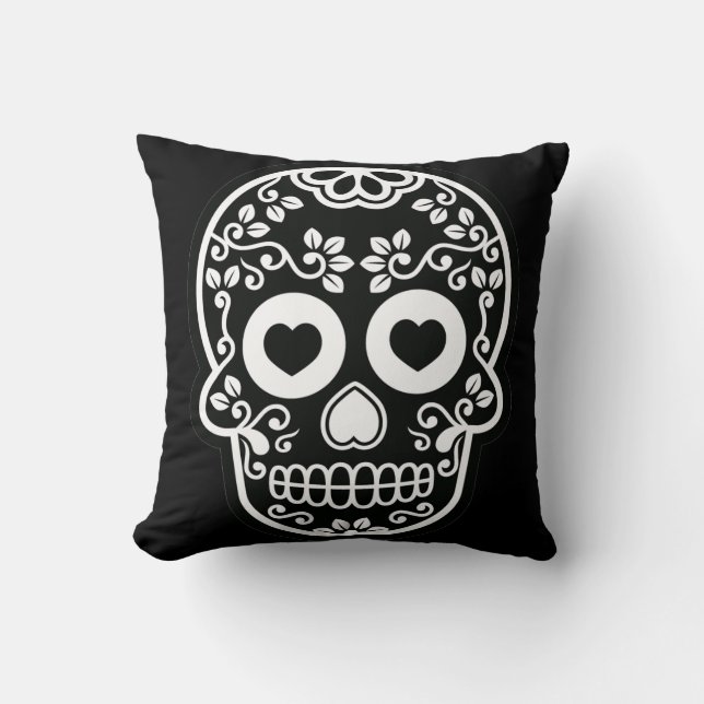 Svart och vitt socker Skullvintång Kudde (Framsida)