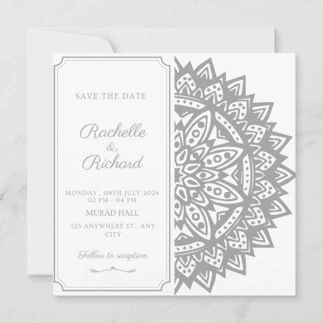 Svart och vitt Spara datuminbjudan Inbjudningar (Framsida)