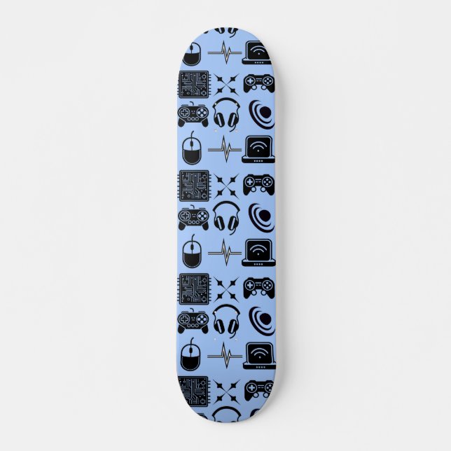 Svart och vitt speltema mini skateboard bräda 18,5 cm (Framsida)